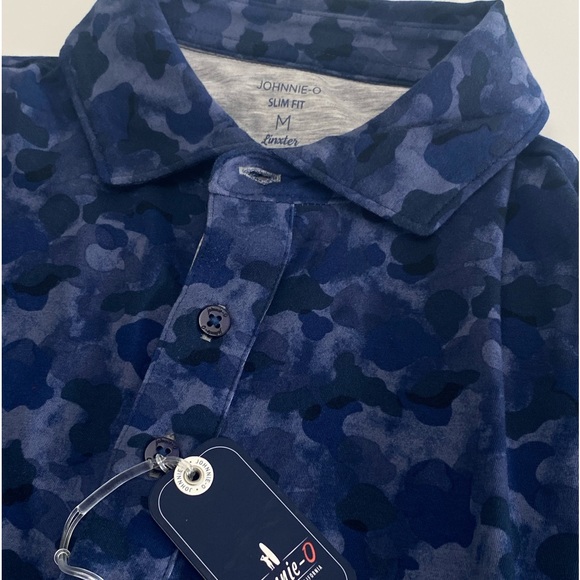 johnnie-O Other - NWT Johnnie O Camino Camo Slim Fit Button Down Golf Polo‎ Shirt Navy Blue Medium